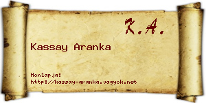 Kassay Aranka névjegykártya